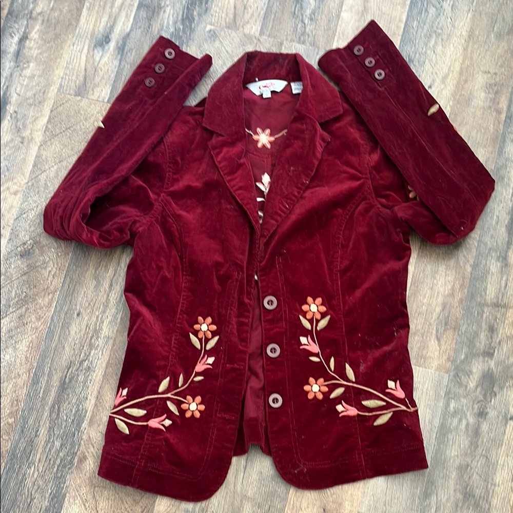 Roper women’s  Corduroy Blazer with Floral Embroidery size S